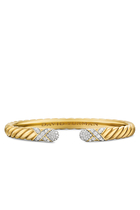 Sculpted Cable X Cuff Bracelet, 18k Yellow Gold & Diamonds