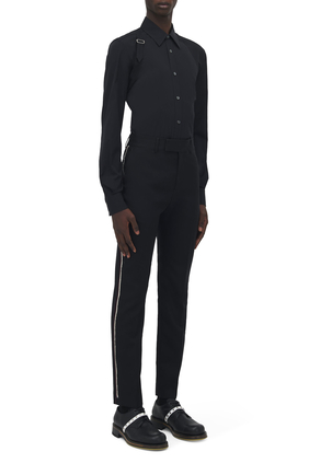 Raw Edge Canvas Cigarette Trousers
