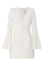 Lara Fluted Sleeves Micro Shell Button Mini Dress
