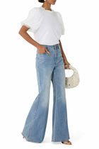 Tulle Overlay Puff Sleeve T-Shirt