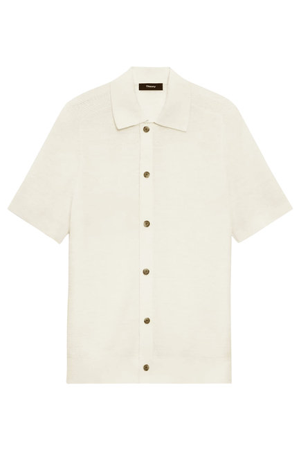 Short-Sleeve Button-Up Shirt in Pacific Linen