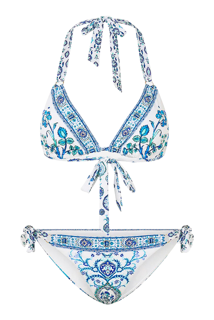 Triangle Bikini Set with Tie Sides and Ring Trims