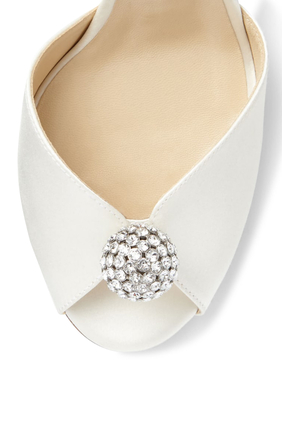 Sacora 85 Satin Sandals with Crystal-Embellished Sphere