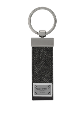 Logo Tag Calfskin Key Chain
