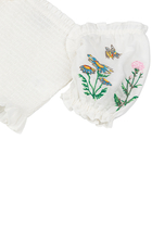 Kids Flower Embroidered Short Sleeve Top