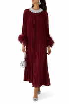 Chiffon Feather Midi Dress