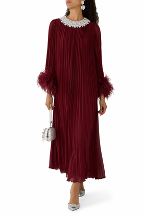Chiffon Feather Midi Dress