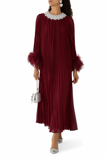 Chiffon Feather Midi Dress