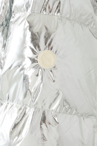 Hooded Down Jacket in Shiny Laminated Nylon