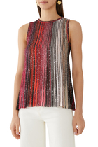 Partialized Knit Sequinned Sleeveless Top
