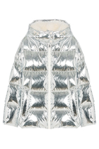 Hooded Down Jacket in Shiny Laminated Nylon