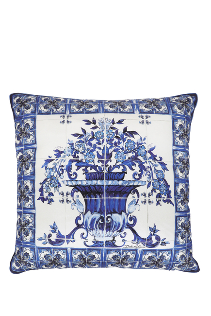 Blu Mediterraneo Silk Twill Cushion Small