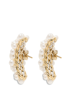 Cluster Pearl Stud Cuff Earrings, 14K Yellow Gold & Swarovski Pearls