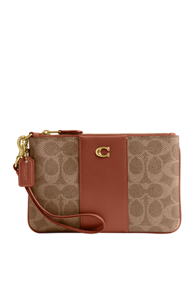 Signature Canvas Small Wristlet Pouch