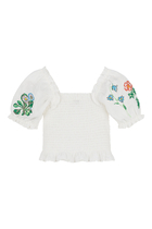 Kids Flower Embroidered Short Sleeve Top