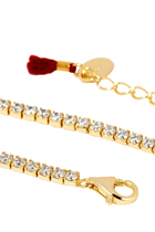 Tennis Diamond Necklace, 14ct Vermeil on Sterling Silver & Round Cubic Zirconia