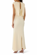 High-Neck Maxi Dress with Draping Detail