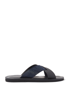 Jacquard Logo Leather Sandals