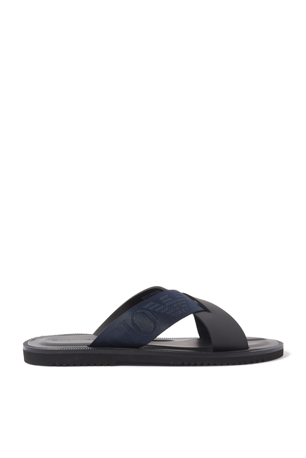 Jacquard Logo Leather Sandals