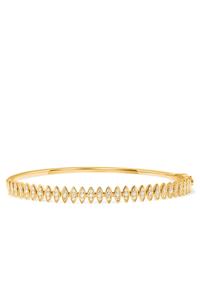 Barq Marquise Small Bangle, 18K Yellow Gold & Diamonds