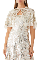 Feather Sequin Short Open Cape