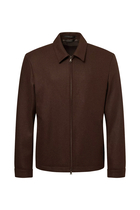 Boiled Pointed-Collar Wool Harrington Jacket