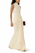 Graziana High-Neck Gathered Draped Maxi Dress