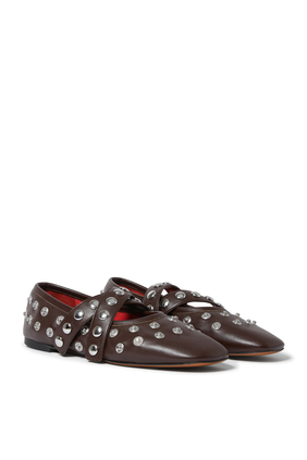 Ryder Popper-Studded Ballet Flats