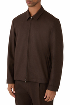 Boiled Pointed-Collar Wool Harrington Jacket