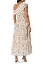Everett Bloom One-Shoulder Ankle Gown