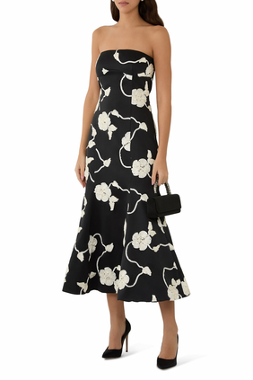 3D Flower Midi Dress