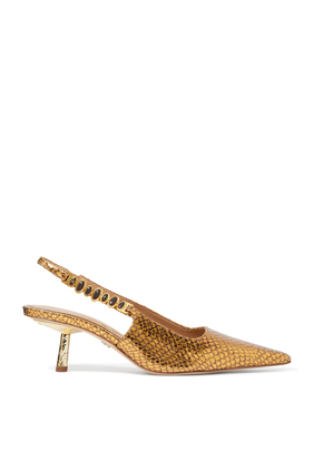 Baker 90 Snake Print Slingback Pointed Toe Pumps