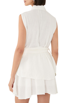 Sleeveless Shirt with Waist Loops and Mini Skirt