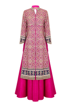  Fuchsia Patola Jacket & Skirt Set