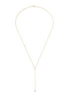 Short Lariat with Heart, Oval, and Marquise Diamonds Necklace, 18k Yellow Gold & Diamonds