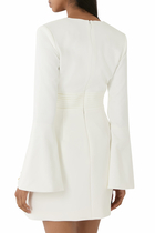 Lara Fluted Sleeves Micro Shell Button Mini Dress