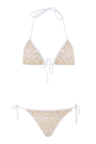 Triangle Bikini with Zigzag Pattern and Adjustable Ties