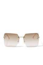 Fendi First Monogram Hardware Rimless Sunglasses