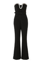 Strapless Embellished Crepe Jumpsuit