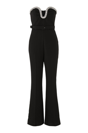 Strapless Embellished Crepe Jumpsuit