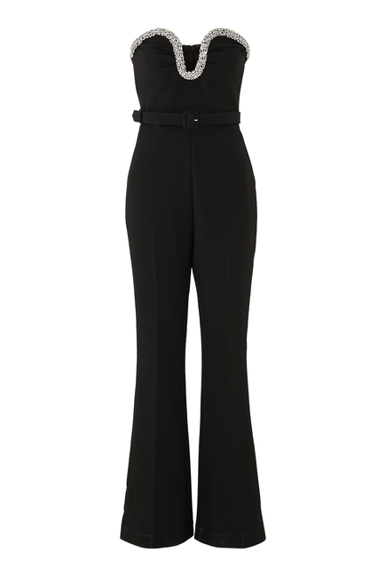 Strapless Embellished Crepe Jumpsuit