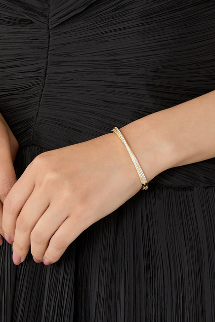 Staci Cuff Bracelet, 14K Vermeil on Sterling Silver with Cubic Zirconia