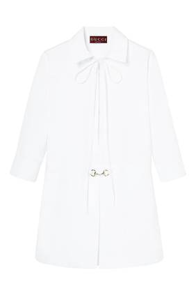 Horsebit Cotton Poplin Shirt Dress