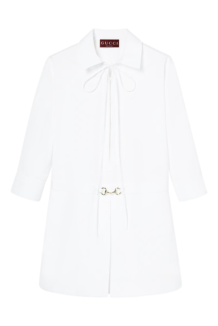 Horsebit Cotton Poplin Shirt Dress