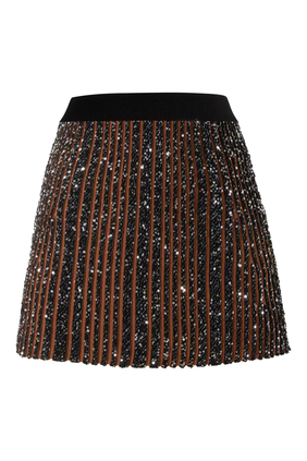 Partialized Knit Sequinned Mini Skirt
