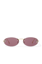 Fendi First Crystal Gold Oval Sunglasses