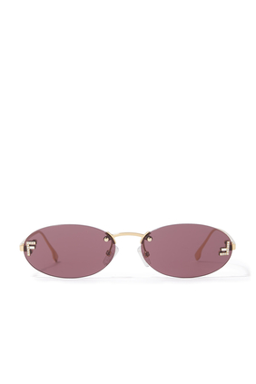 Fendi First Crystal Gold Oval Sunglasses
