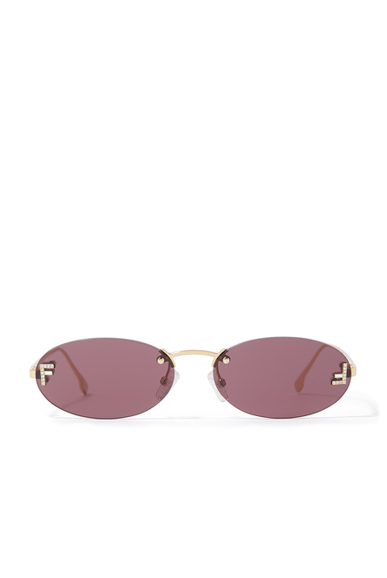 Fendi First Crystal Gold Oval Sunglasses
