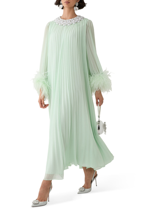 Chiffon Feather Midi Dress
