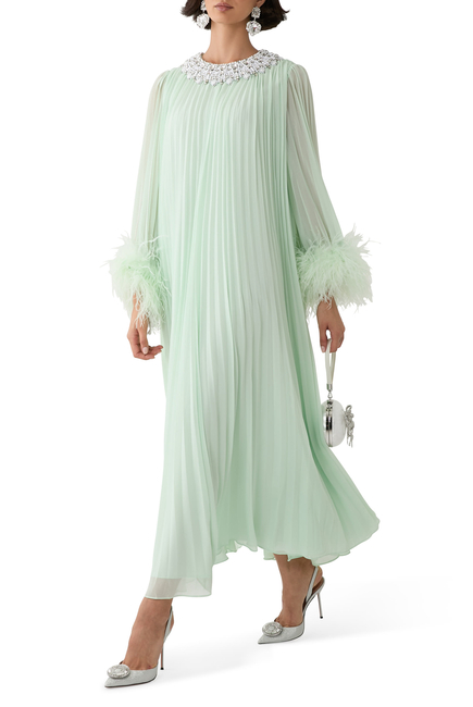 Chiffon Feather Midi Dress